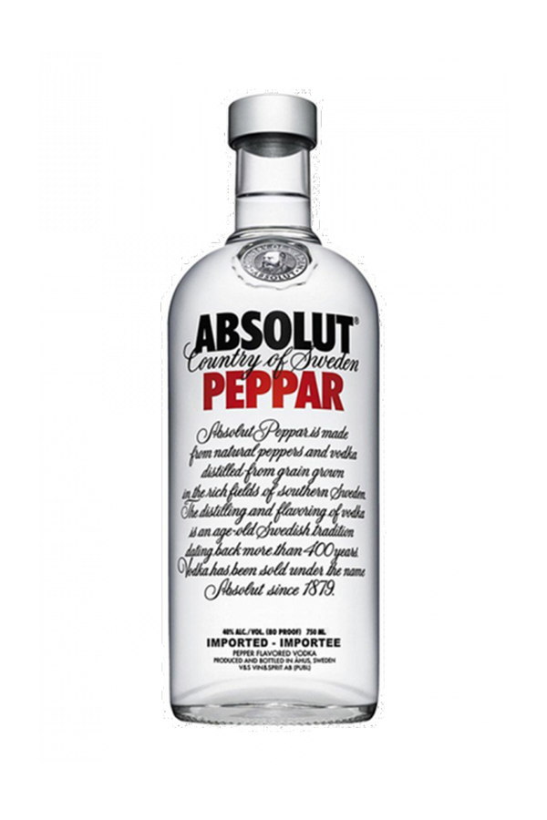 Absolut Peppar pepper flavoured Swedish vodka 750ml bottle