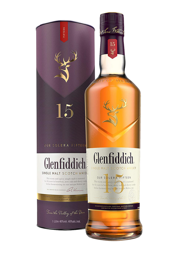 Glenfiddich 15 year old Solera Speyside single malt whisky 1 litre bottle