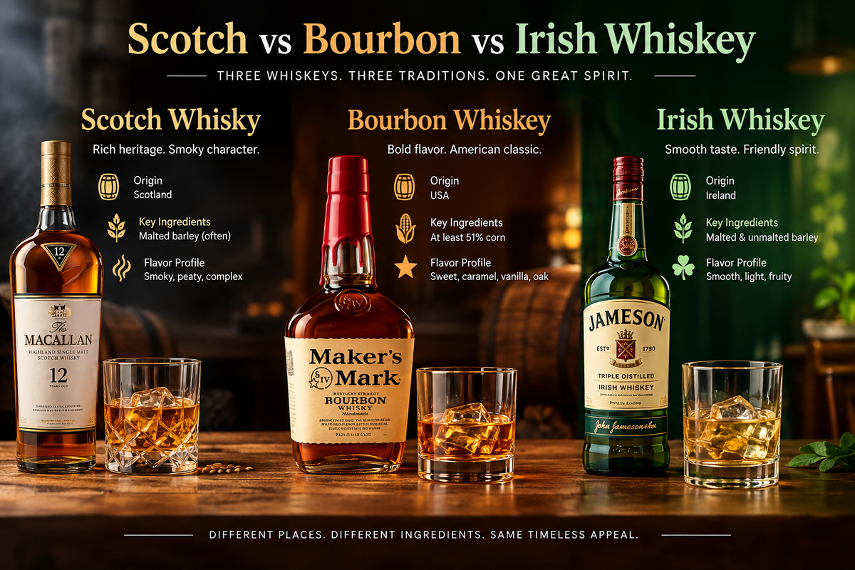 Scotch vs Bourbon vs Irish Whiskey: What’s the Difference?