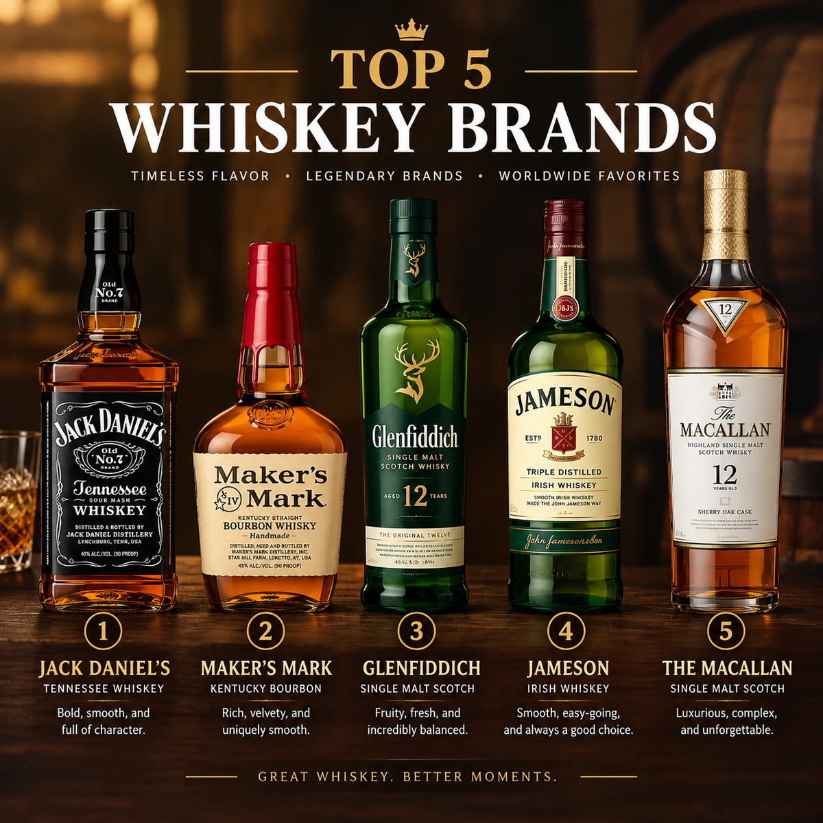 top 5 whiskey brands