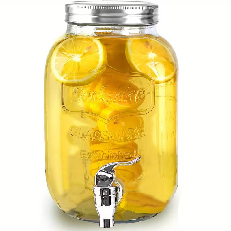 Square Glass Beverage Dispenser 4L with Tap