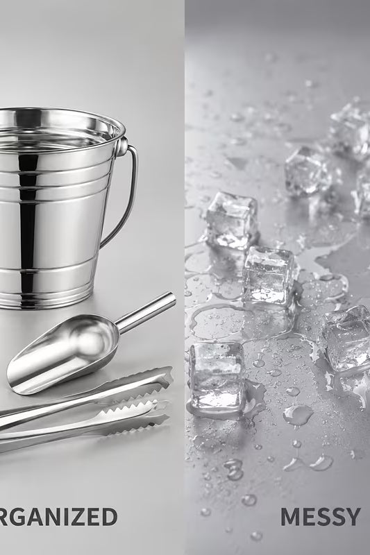 Stainless Steel Ice Bucket Set with Ice Scoop & Tongs, 3pcs Set