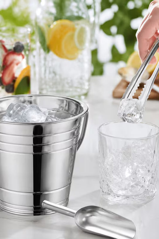 Stainless Steel Ice Bucket Set with Ice Scoop & Tongs, 3pcs Set