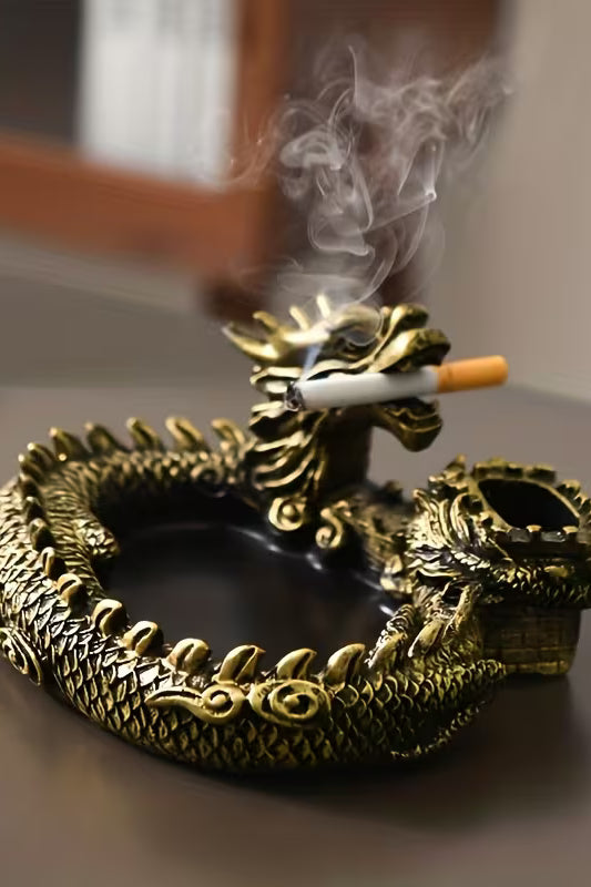 Auspicious Dragon Great Wall Ashtray, Retro Decorative Design, Portable & Durable Ashtray