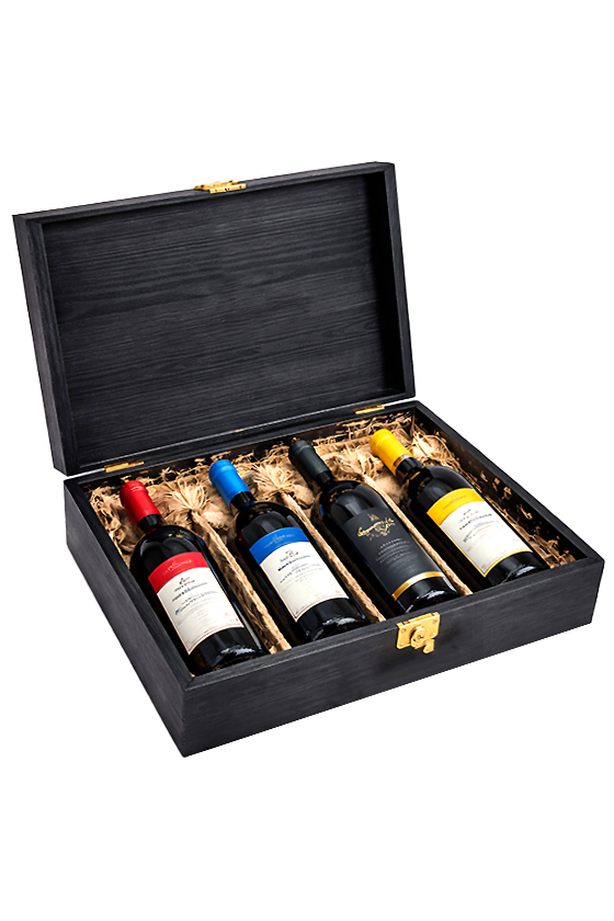 Wooden Box with 4 Red Wines (Campoleone, Torami, Era, Trescone)