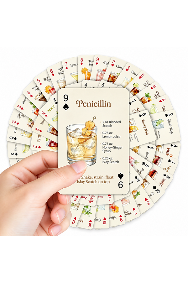 Watercolor Cocktail Recipe Cards, Whiskey & Vodka Drink Recipes, 54-Card Mixology Guide for Home Bar