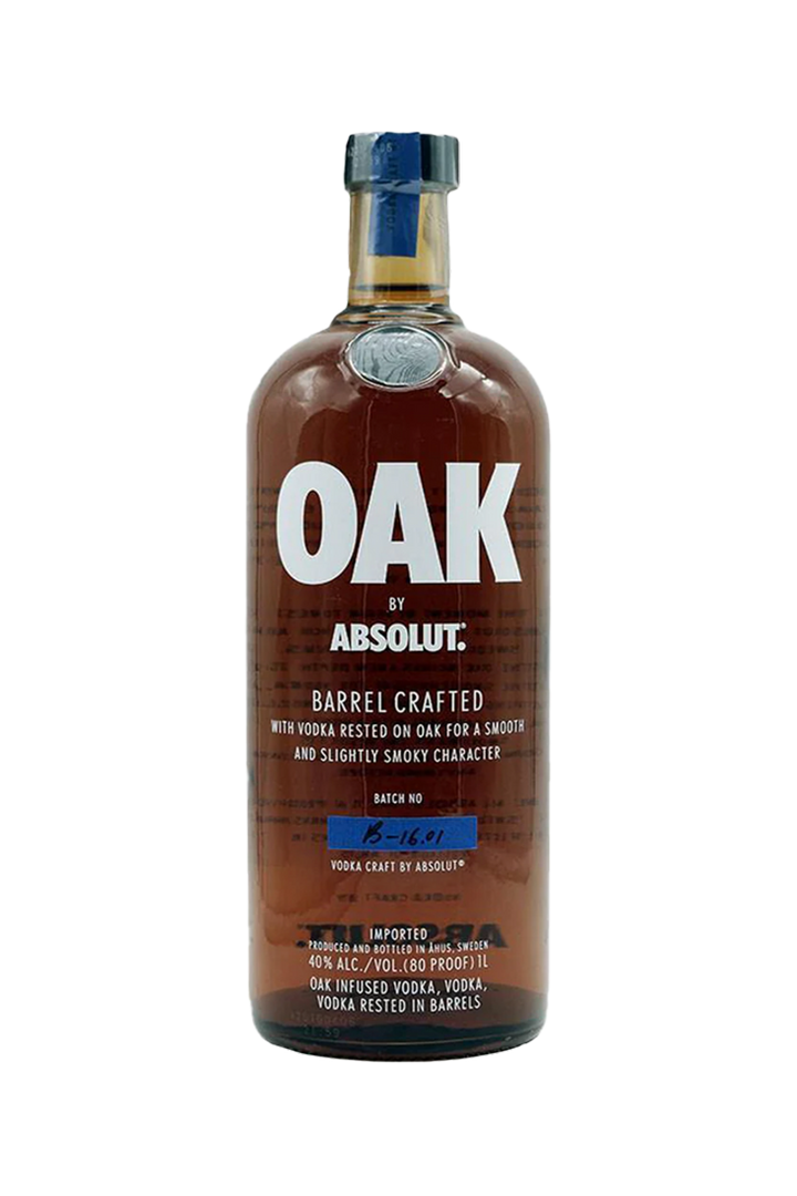 Absolut Oak barrel rested Swedish vodka 1 litre bottle
