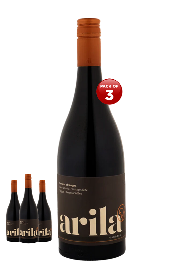 Arila Gardens Gardens of Moppa Shiraz 2022 Australian Shiraz red wine pack of 3 x 750ml glass bottles