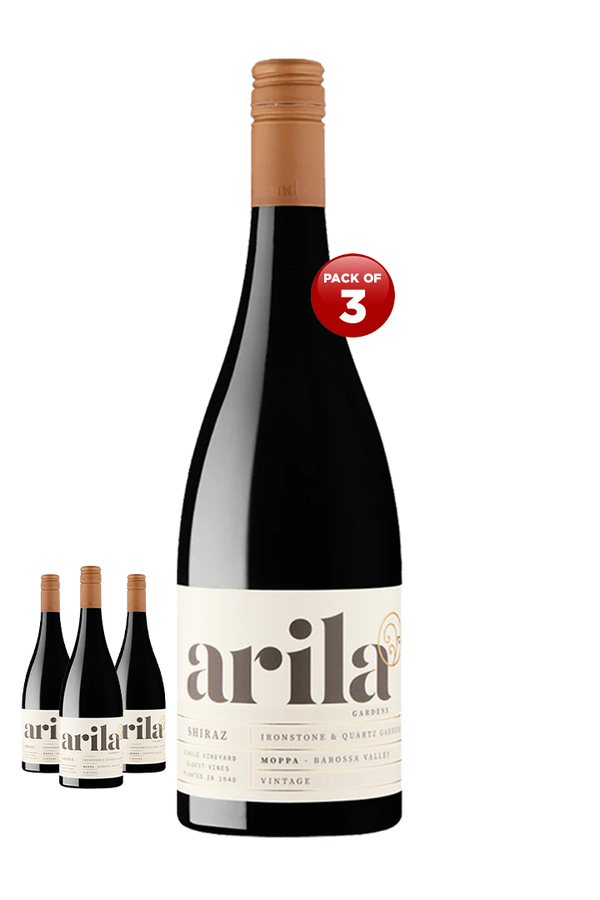 Arila Gardens Ironstone & Quartz Gardens Shiraz 2022 Australian Shiraz red wine pack of 3 x 750ml glass bottles