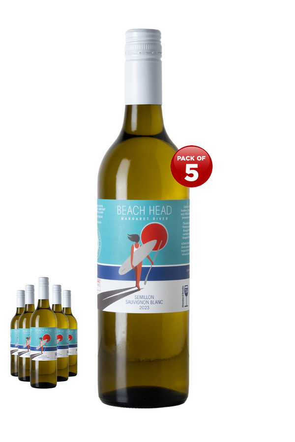 Beach Head Semillon Sauvignon Blanc 2023 Australian Semillon Sauvignon Blanc white wine pack of 5 x 750ml glass bottles