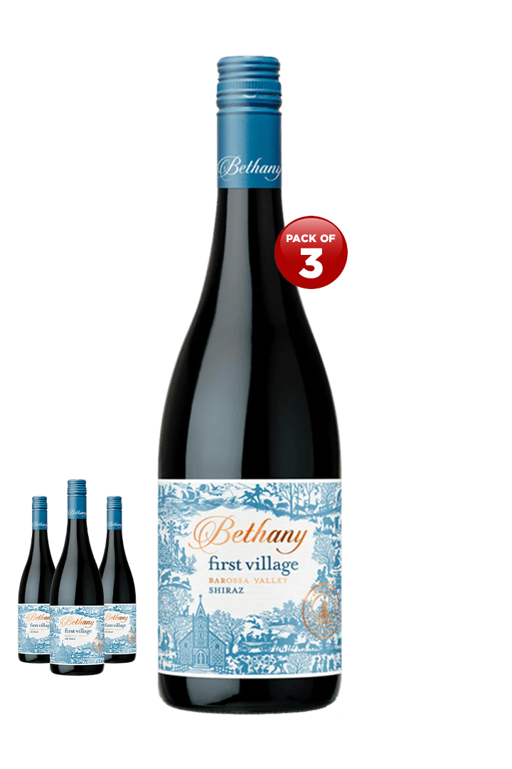 Bethany First Village Shiraz 2022 Australian Shiraz red wine pack of 3 x 750ml glass bottles
