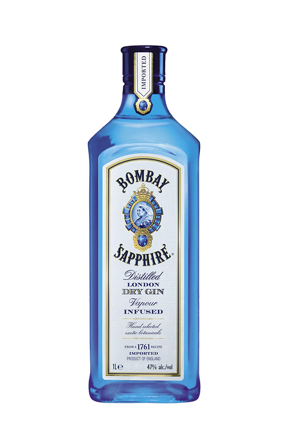 Bombay Sapphire London Dry Gin 1 litre blue glass bottle