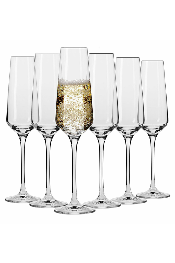 Transparent Champagne Flute Glasses 6pcs Set