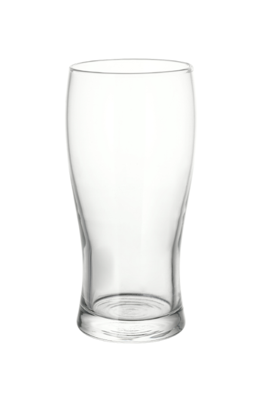 Clear glass beer glass for serving lager, ale and stout