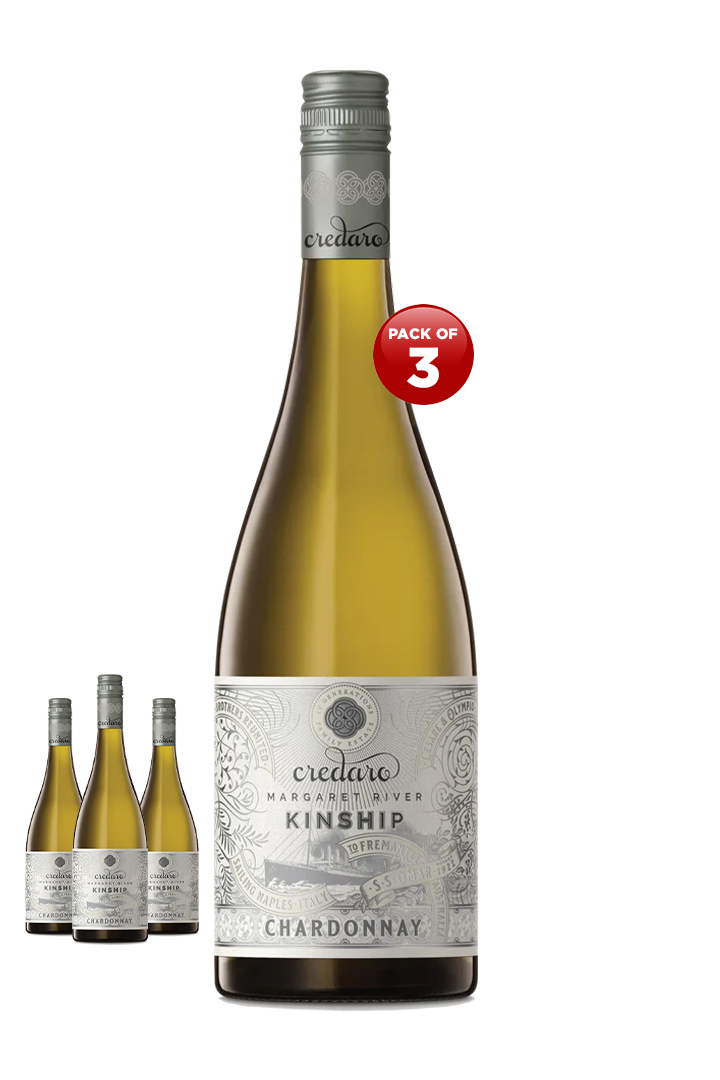 Credaro Kinship Chardonnay 2023 Australian Chardonnay white wine pack of 3 x 750ml glass bottles