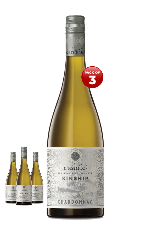 Credaro Kinship Chardonnay 2023 Australian Chardonnay white wine pack of 3 x 750ml glass bottles