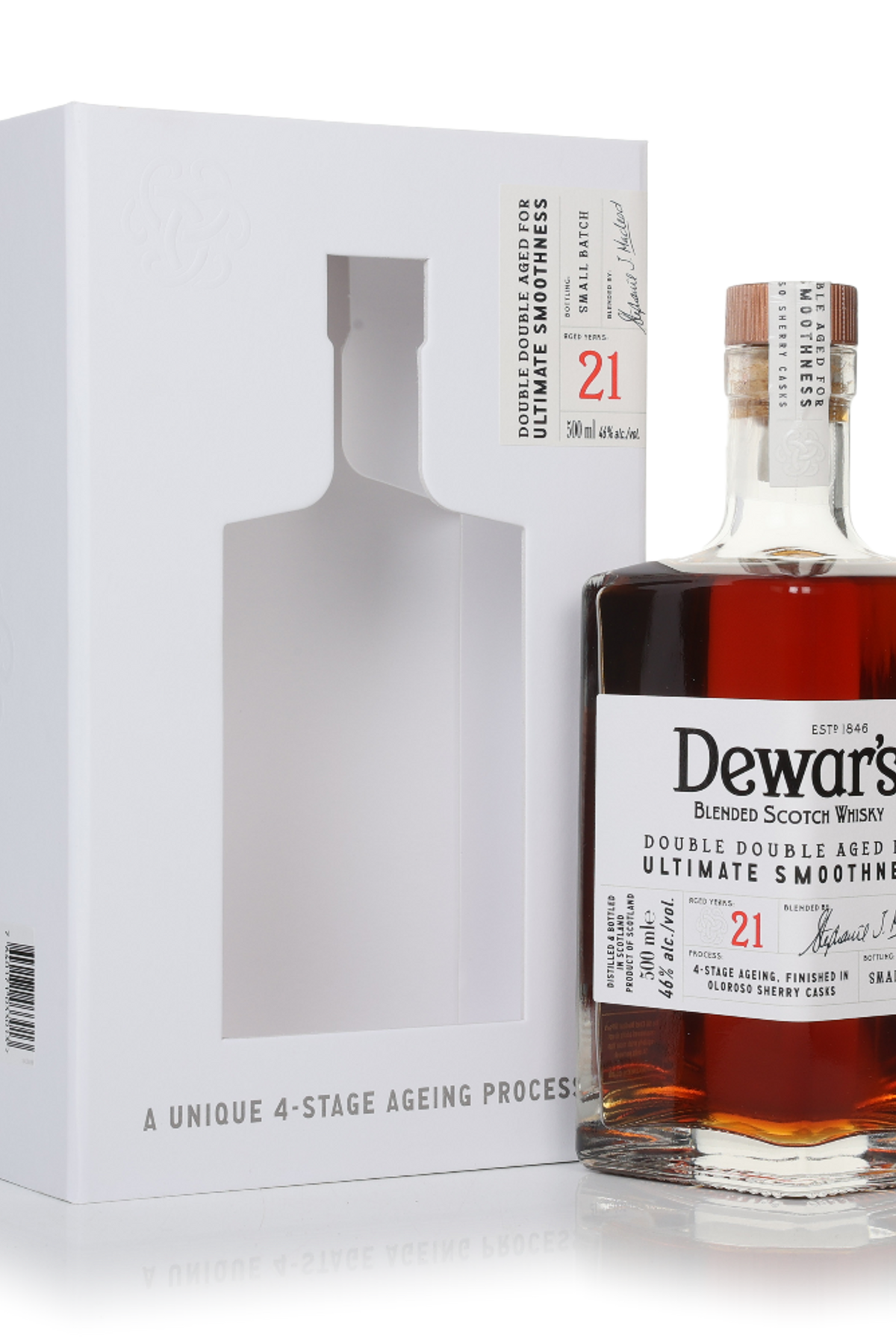 Dewar's 21 year old blended Scotch whisky 500ml bottle