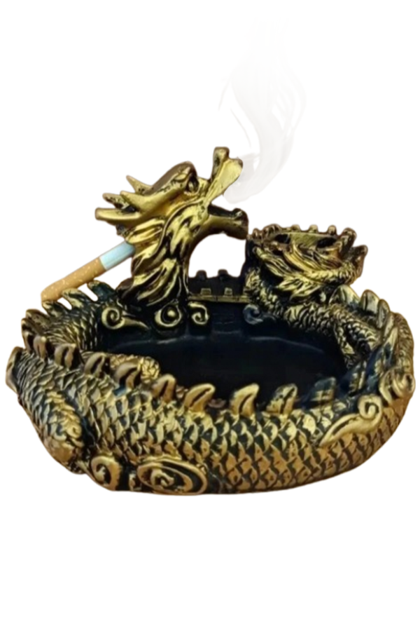 Vintage Dragon Style Ashtray Resin Crafted,Round Shape