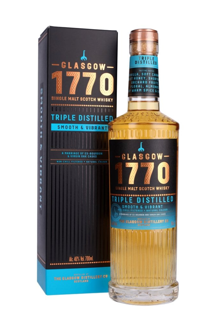 Glasgow 1770 triple distilled single malt Scotch whisky 500ml bottle