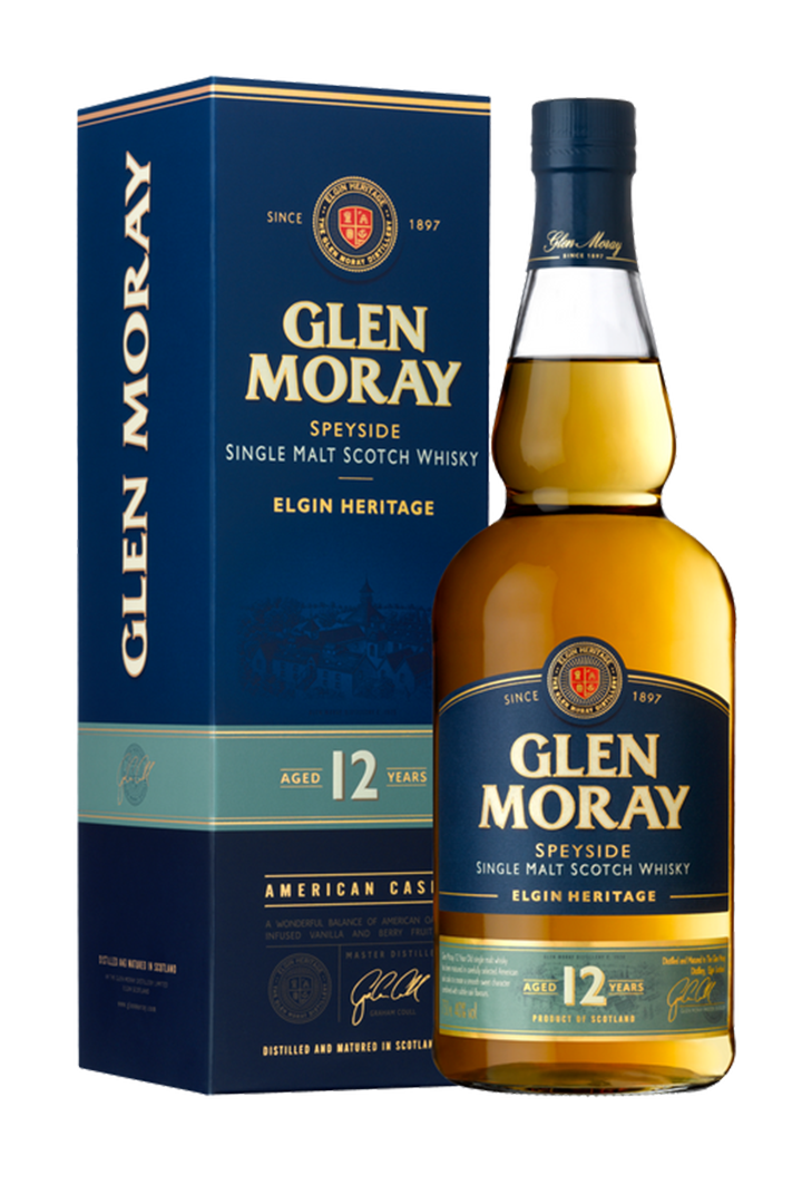 Glen Moray 12 year old Speyside single malt Scotch whisky 700ml bottle