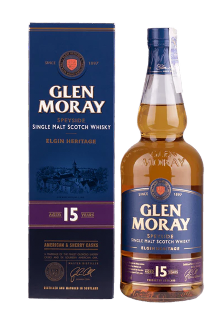 Glen Moray 15 year old Speyside single malt Scotch whisky 1 litre bottle