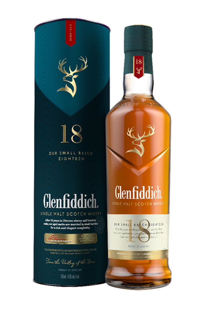 Glenfiddich 18 year old Speyside single malt Scotch whisky 700ml bottle