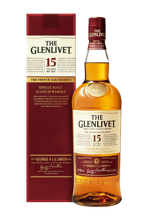 The Glenlivet 15 year old French oak Speyside single malt whisky 1 litre bottle