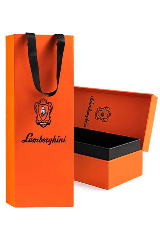 Lamborghini gift box and carry bag for one sparkling wine bottle
