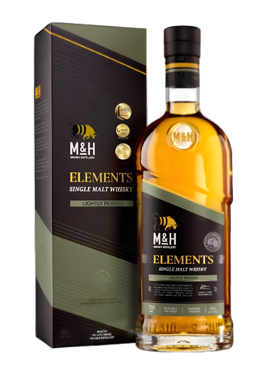 M&H Elements Peated Cask single malt whisky 700ml bottle