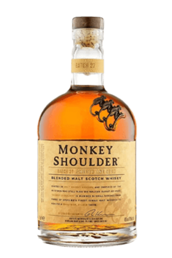 Monkey Shoulder blended malt Scotch whisky 700ml bottle with three monkeys
