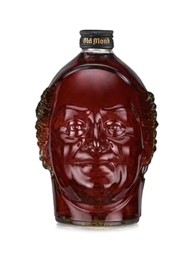 Old Monk The Legend Indian dark rum 1 litre monk head bottle