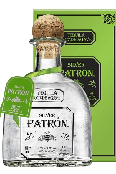 Patrón Silver Mexican agave tequila 1 litre handmade glass bottle