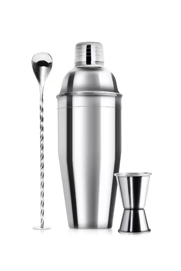 Three-piece stainless steel cocktail shaker set