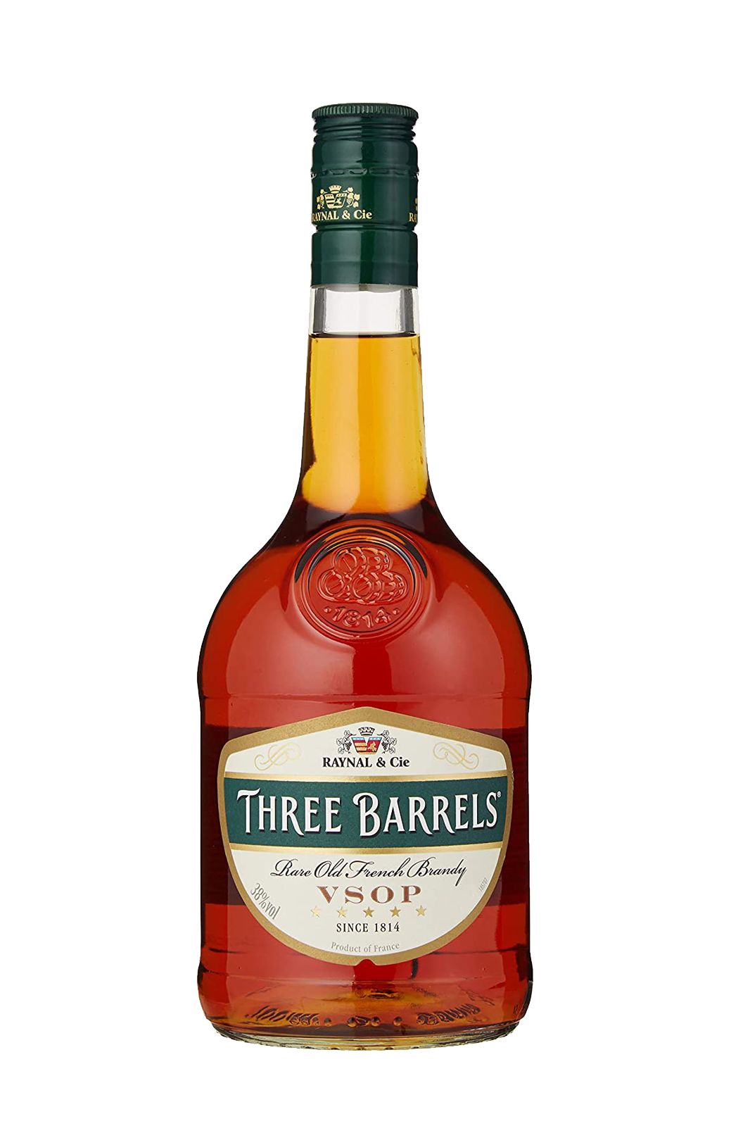 Three Barrels VSOP rare old French brandy 1 litre bottle